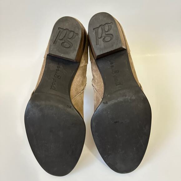 PAUL GREEN Booties Tan Suede Heeled Ankle Buckle Strap Moto - Picture 11 of 14